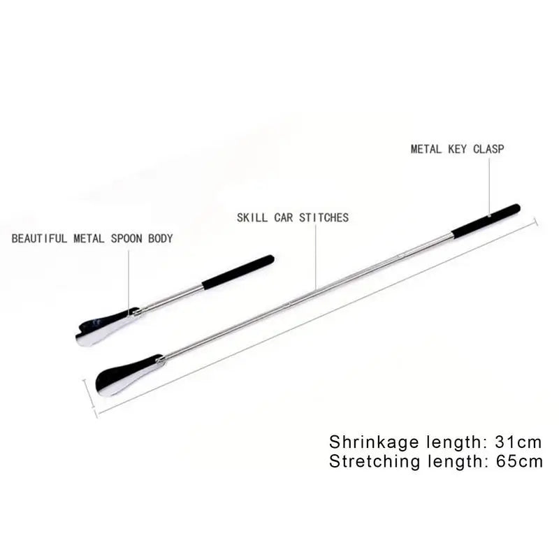 Stainless Steel Retractable Shoehorn: Durable Long Handle Shoe Accessory - Convenient Shoe Lifter Spoon