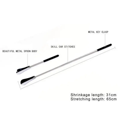 Stainless Steel Retractable Shoehorn: Durable Long Handle Shoe Accessory - Convenient Shoe Lifter Spoon