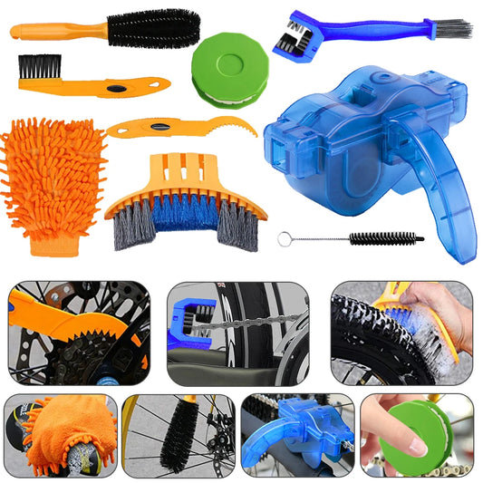 Bicycle Chain Cleaner Brush Wash Tool Set: MTB & Road Bike Gear Grunge Brush for Chain Protection & Maintenance