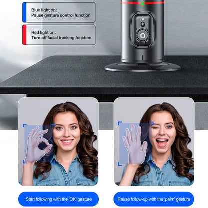 Auto Face Tracking Tripod – 360° Rotation Phone Camera Mount with Gesture Control and Gimbal Stabilizer for TikTok Selfies