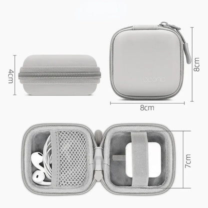 Portable Mini Hard Shell Storage Bag: Artificial Leather Organizer for Digital Gadgets - Earphones, Charger, Data Cable, U Disk