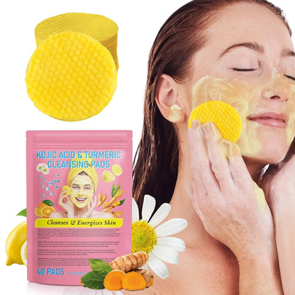 120PCS Turmeric and Kojic Acid Face Cleansing Sponges - Professional Exfoliating Pads for Dead Skin Removal