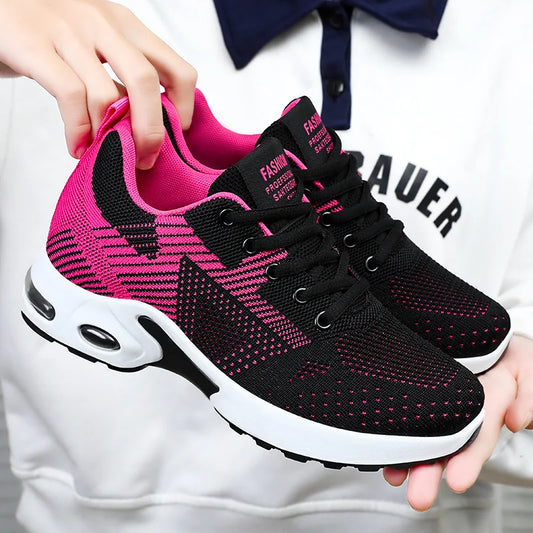 2024 Spring Women’s Running Shoes - Large Size Casual Lace-Up Air Cushion Sneakers, Breathable Sports Shoes