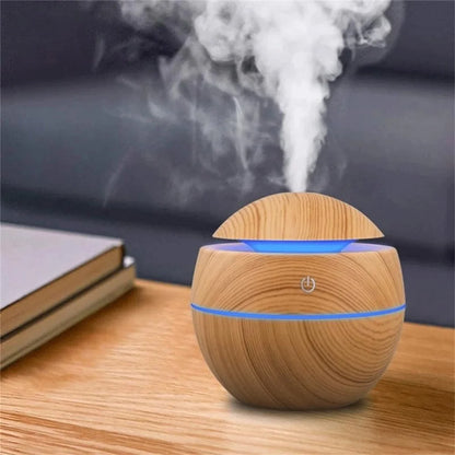 Ultrasonic Wood Aroma Diffuser Humidifier - Electric Air Humidifier with Essential Oil Aromatherapy for Bedroom Cool Mist Maker