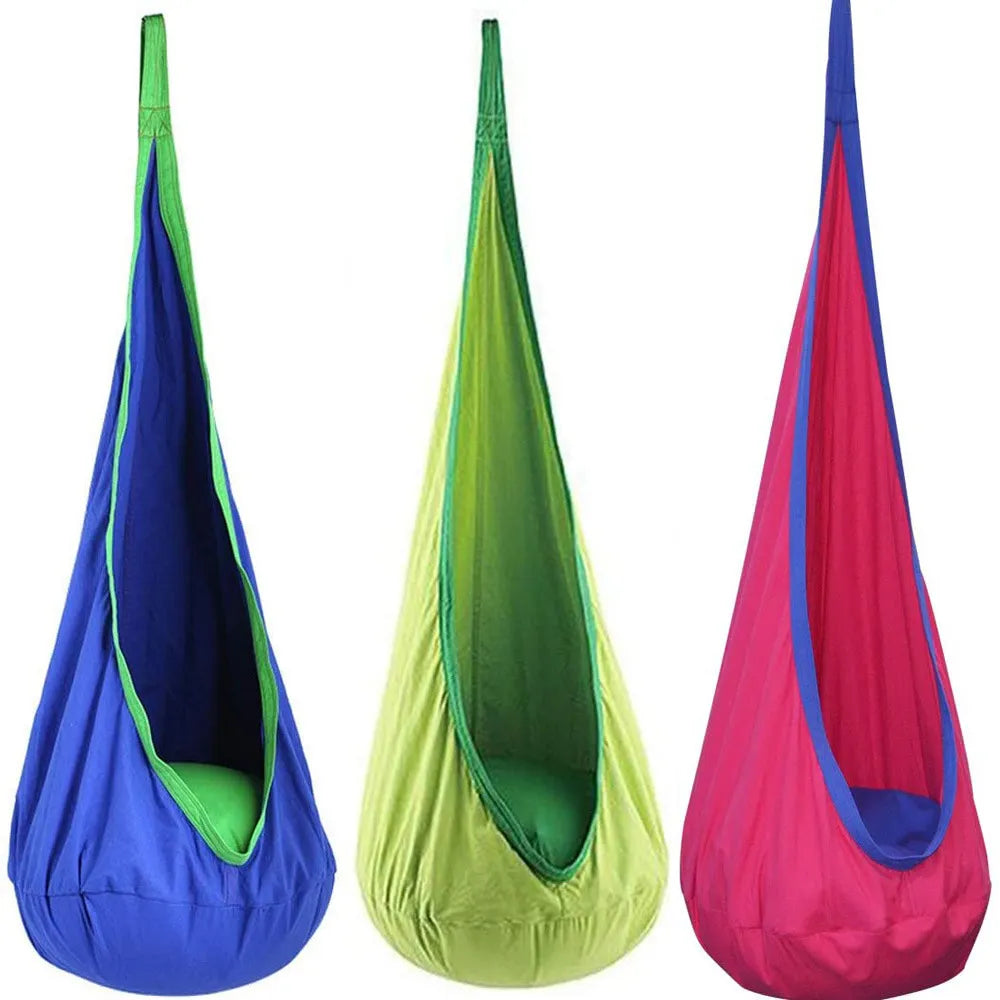 New Portable Children's Hanging Chair: Parachute Cloth Swing Bed with Inflatable Cushion - Indoor & Courtyard Model