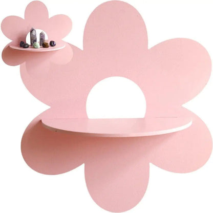 Flower-Shaped Wooden Wall Storage Holder – Floating Plant Shelf for Bathroom and Home Decor, Perfect Gift for Bedrooms