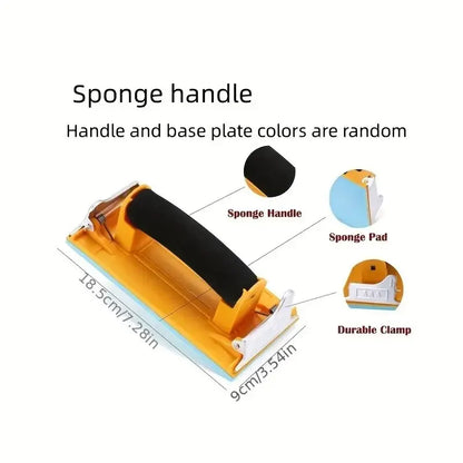 Sandpaper Holder Wall Polishing Tool - Plastic Iron Plate Sponge Handle Sand Holder for Sandpaper