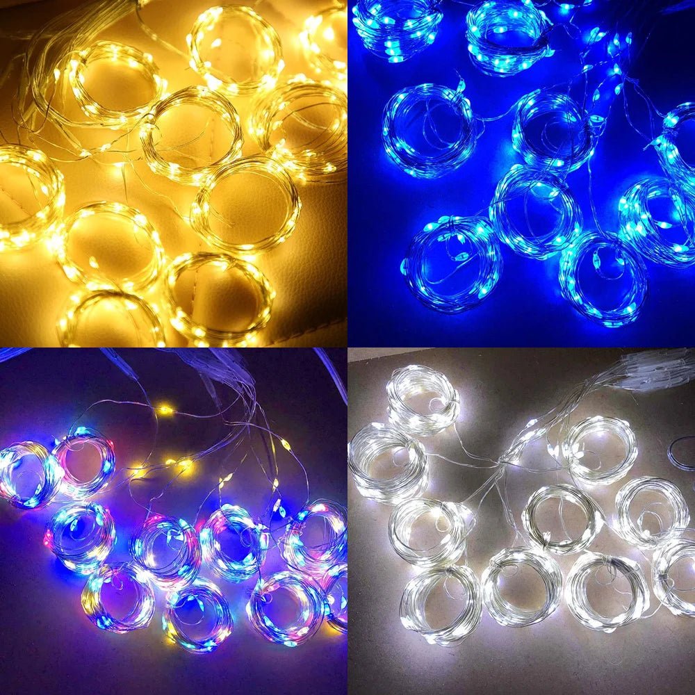 LED Curtain String Lights – Christmas Garland Fairy Light with 8 Modes, USB Remote Control for Wedding, Holiday and Home Decor