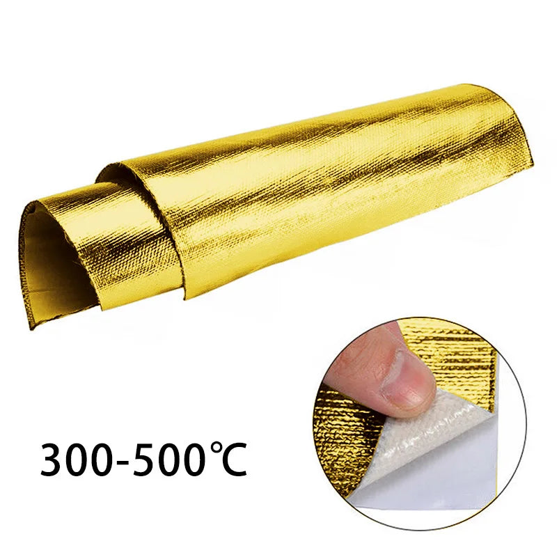 Car Heat Protection Foil Film: High-Temperature Resistant Fiberglass Aluminum Tape Cloth - Self-Adhesive Heat Insulation Mat