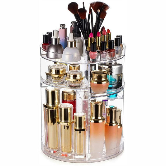 360° Rotatable Cosmetic Organizer: Adjustable Storage Display Case - Easy Assembly, Perfect for Your Cosmetics