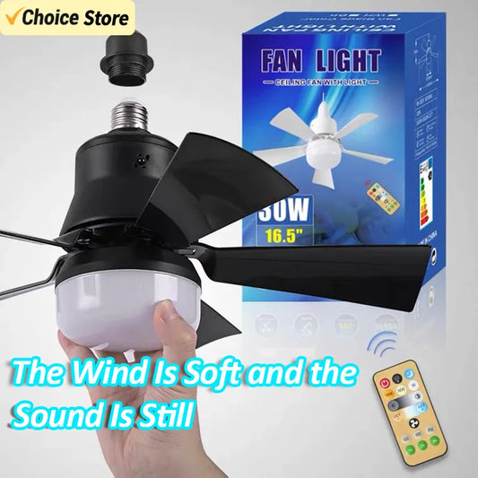 Ceiling Fan with LED Light and Remote Control – Recessed Installation, Removable, Dimmable, Silent Design for Home Use