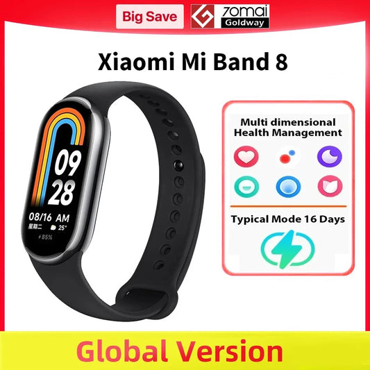 Global Version Xiaomi Smart Band 8 - Mi Bracelet, 7 Color AMOLED Screen, Blood Oxygen, Bluetooth, Waterproof Wrist Sport Watch