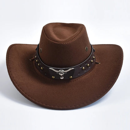 Vintage Artificial Suede Western Cowboy Hat - Big-Edge Gentleman and Cowgirl Jazz Cap for Holidays, Parties, and Cosplay