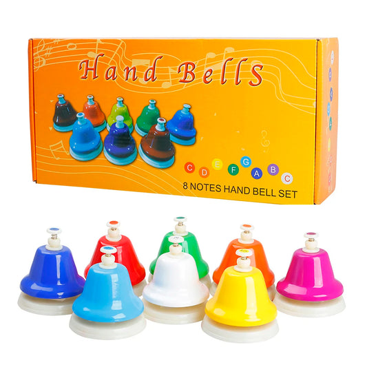 Orff 8-Note Colorful Handbell Set - Musical Instrument Toy for Children, Baby Early Education and Christmas Gift