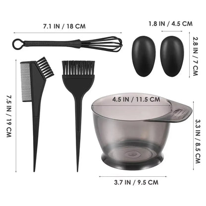 6pcs Professional Hair Coloring Kit - Barber Salon and Home Use, Includes Hairdressing Tools for Perfect Color Application