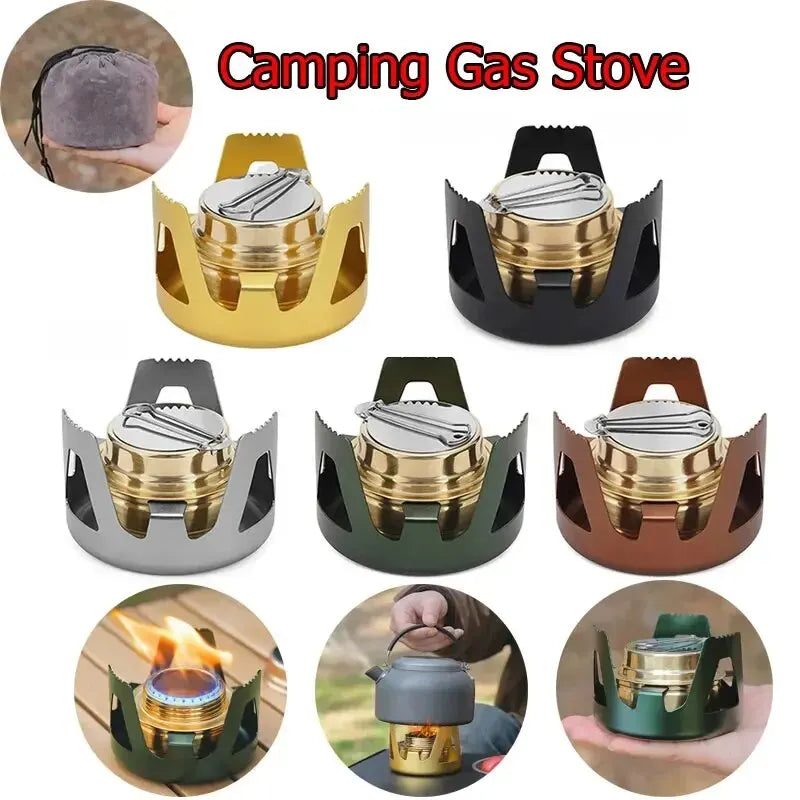 Portable Mini Alcohol Stove Burner - Adjustable Firepower Gasoline Stove with Aluminum Alloy Bracket - Ultralight Brass Camping Stoves