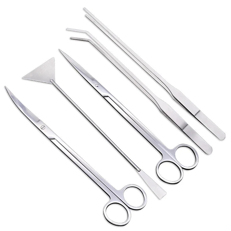 Aquarium Cleaning Tools Set: Wave Scissors, Tweezers, Stainless Trimming - Fish Tank Accessories for Aquatic Plant & Grass