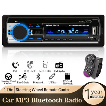 1 Din Car Stereo Player: Digital Bluetooth MP3 Player with FM Radio and USB/SD Input