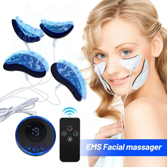 EMS Facial Massager - Eye and Face Lift, Skin Tightening, Anti-Wrinkle, V-Shaped Muscle Stimulator Beauty Device