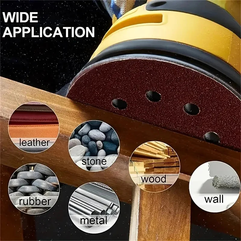 8 Hole 125mm Sandpaper Grinding Disc | Woodworking Metal Abrasive Polishing Tool | 60/120/180/240/400 Grit Options