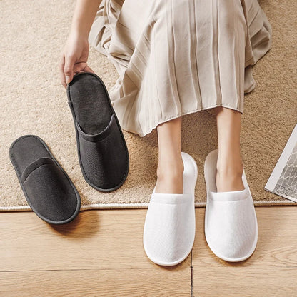 5 Pairs Disposable Slippers - Unisex, Closed Toe, Anti-Slip for Hotel, Travel and Home Use