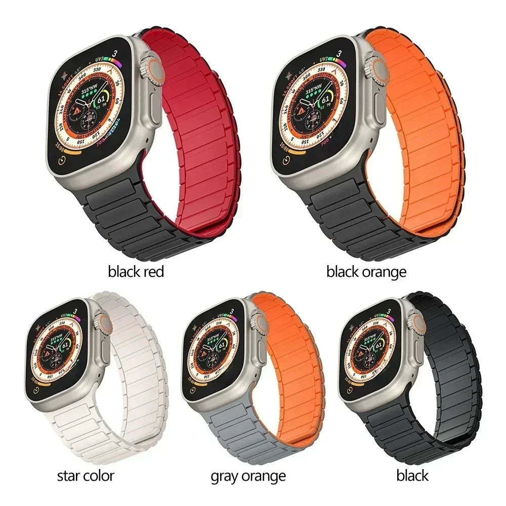 Magnetic Loop for Apple Watch Bands – 38mm, 40mm, 41mm, 44mm, 45mm, 49mm, Silicone Bracelet for iWatch Series 3 4 5 6 7 8 9, SE, Ultra 2