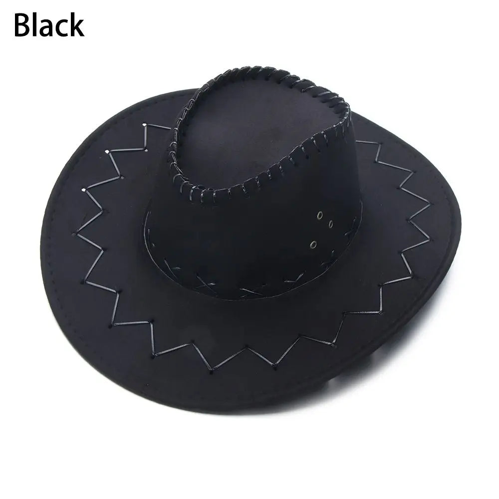 Unisex Suede Cowboy Fedora Hat - Fashionable Wide Brim Jazz Hat, Western Style Felt Panama Cap for Dress and Casual Wear