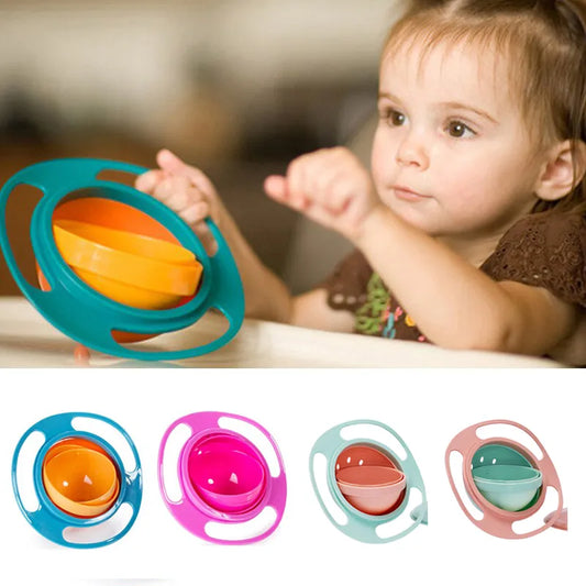 Universal Gyro Bowl: 360 Rotate Spill-Proof Feeding Dishes for Baby Training - Novelty Rotary Balance Toy