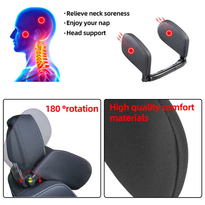 Memory Foam Car Neck Headrest Pillow Cushion - Telescopic Support for Cervical Spine Comfort - Ideal for Adults & Children for Sleep and Side Head Support