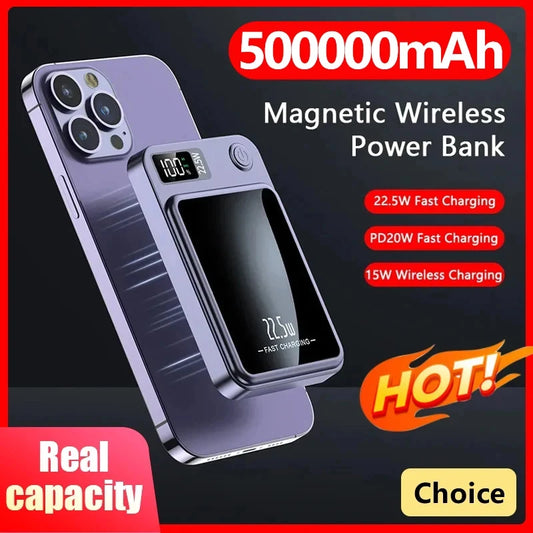 Magnetic Wireless Power Bank 50000mAh - 22.5W Fast Charging, PD 20W External Battery for iPhone, Huawei, Samsung