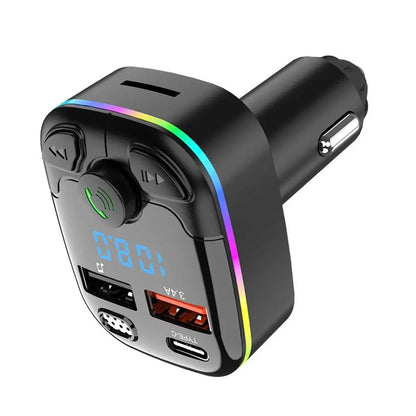 Bluetooth 5.0 Car FM Transmitter | PD Type-C Dual USB Charger and MP3 Player | 18W Handsfree QC3.0