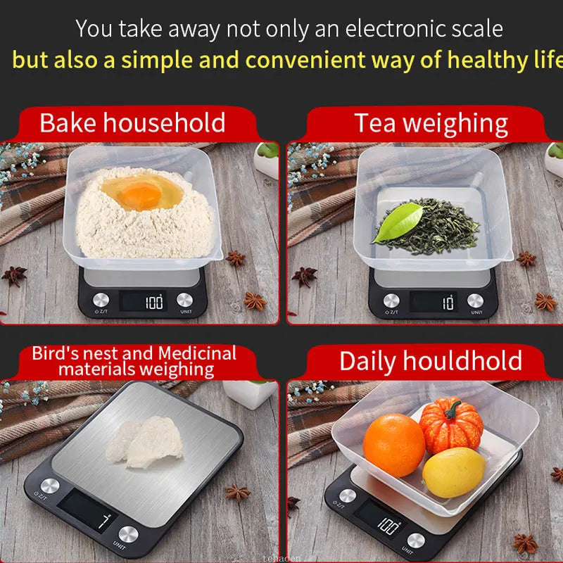 15Kg/1g Kitchen Scale - Smart Electronic Digital Scales with Stainless Steel Design, Perfect for Cooking, Baking, and Weighing Food