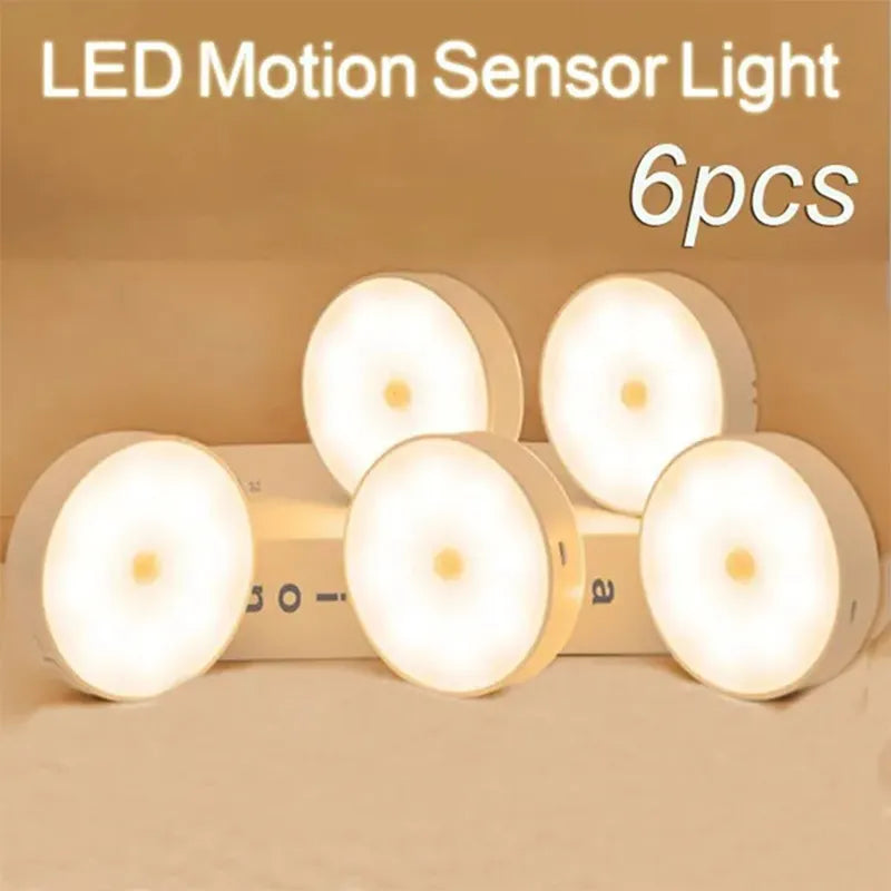 PIR Motion Sensor LED Night Light - USB Rechargeable Lamp for Kitchen Cabinet Wardrobe, Staircase, Wireless Closet Light