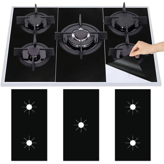 1 Set Gas Stove Pad and Protective Cover - 5-Hole Kitchen Cleaning and Anti-Dirty Non-Stick Reusable Stovetop Protector Pads