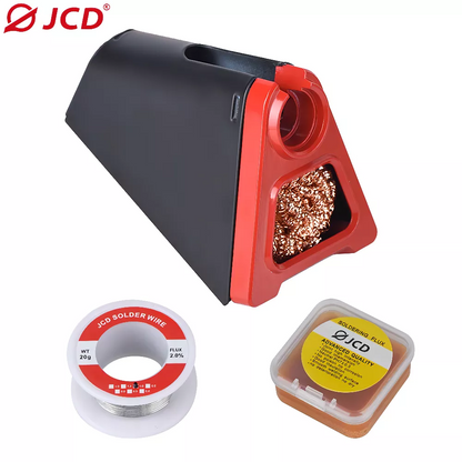 JCD 820 Aluminum Alloy Electric Soldering Iron Stand Holder | Welding Cleaning Copper Ball & Solder Wire RMA Flux Kit