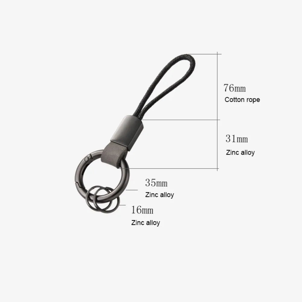 Trendy Genuine Leather Key Chains: Men's and Women's Car Keychain Lanyard with Cotton Rope Strap - Stylish Metal Keyring Gift