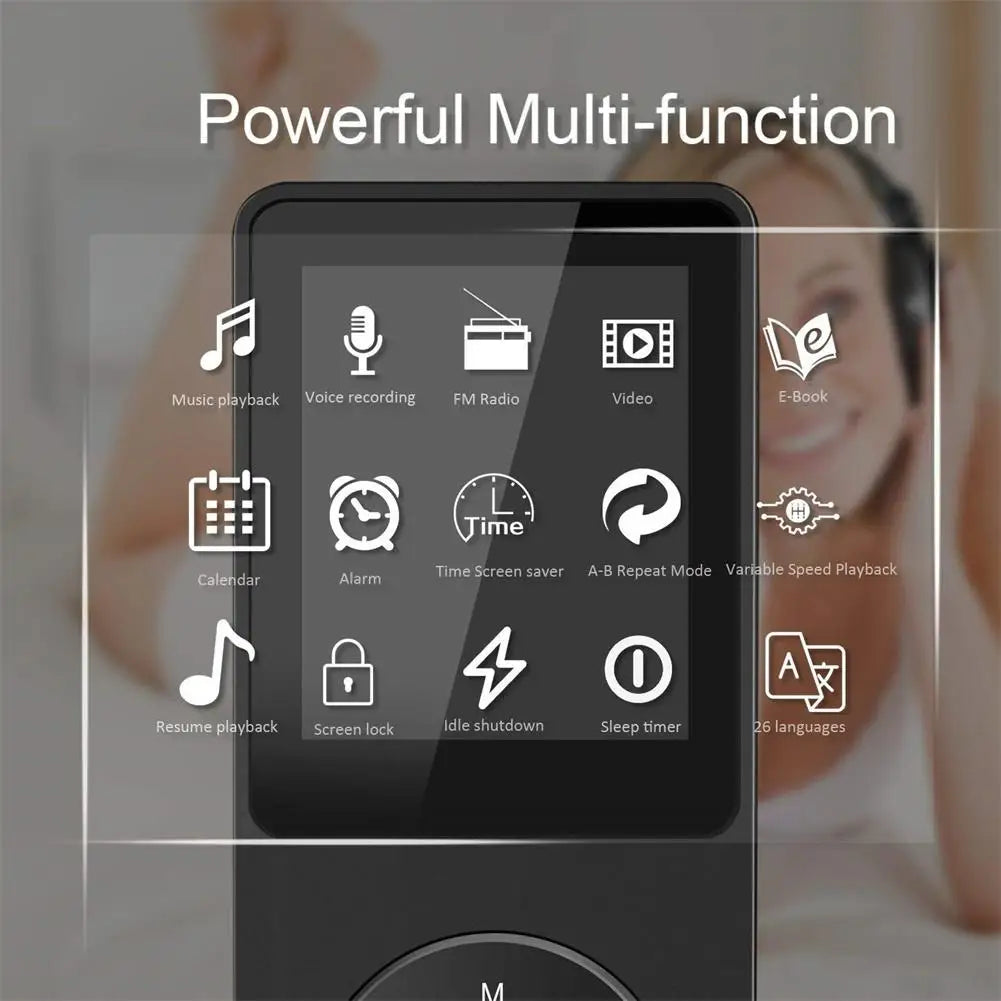 1.8'' Bluetooth MP3 Music Player – Portable E-Book, MP4, FM Radio, Games, Video, Picture, Ultra-Thin Student MP3 Recording Pen