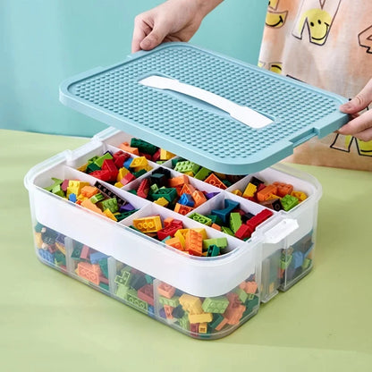 Adjustable Transparent Building Block Storage Box: Durable Carrying Casket for Small Particle LEGO Jigsaw Puzzle - Convenient Storage Solution