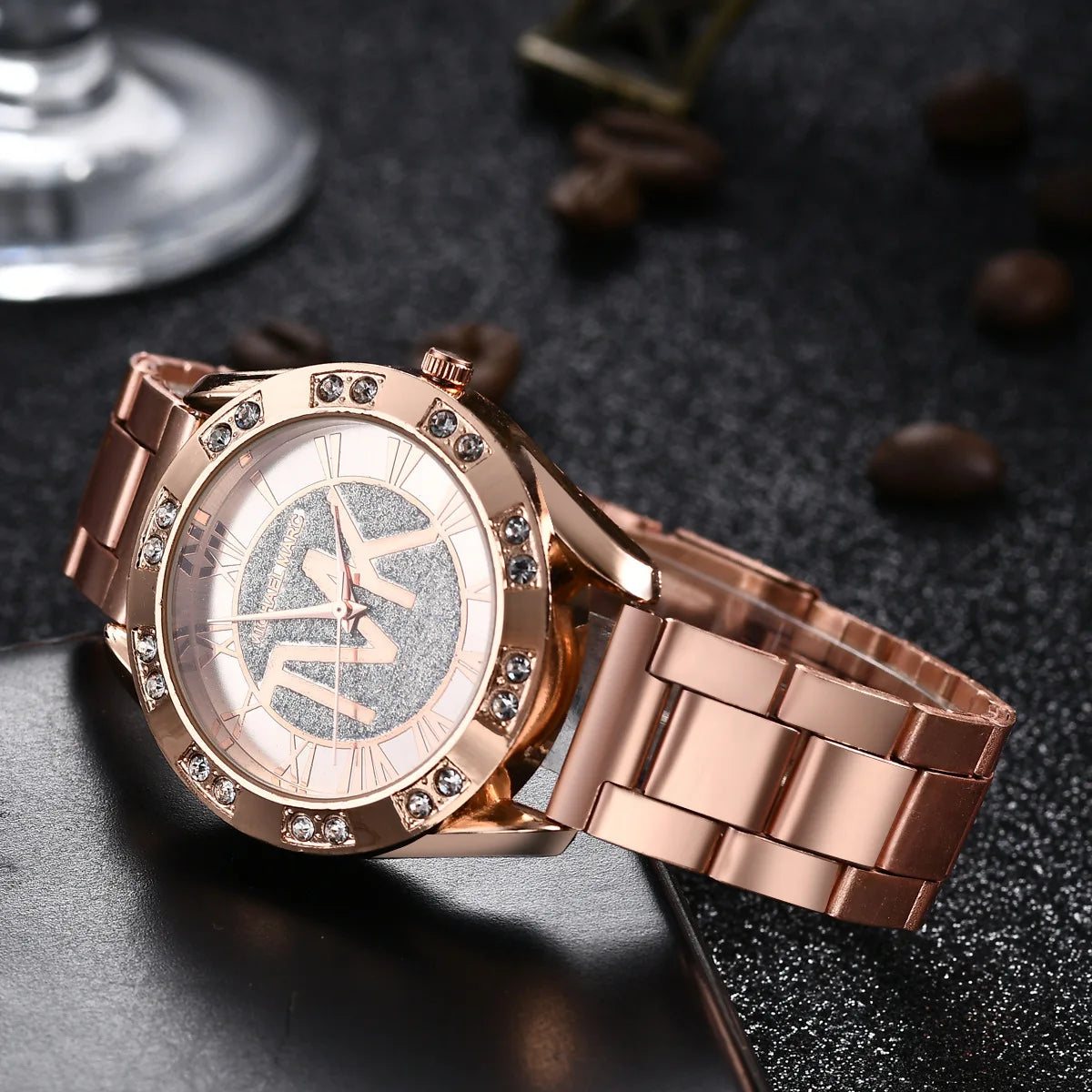 2023 Women's Crystal Diamond Watch - Luxury Gold Stainless Steel Wristwatch, Elegant Leisure Timepiece for Women. Reloj Mujer TVK