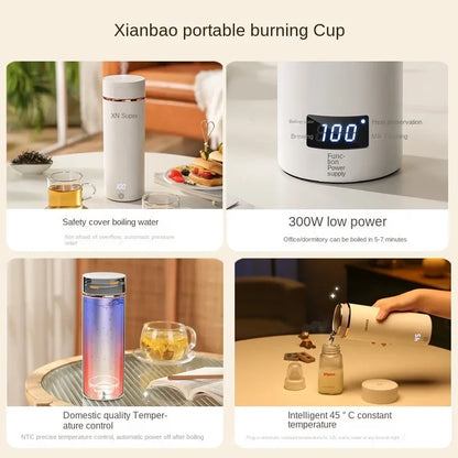 Portable Electric Tea and Coffee Kettle - 110-220V, Travel-Friendly with Smart Temperature Control, Boil and Stew Functions, Keep Warm Feature