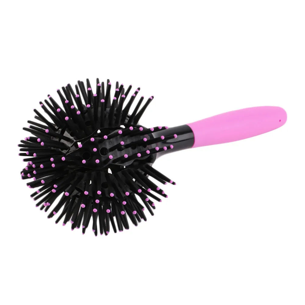 3D Round Hair Brushes Comb - Salon Styling Tools for 360 Degree Ball Styling - Magic Detangling Hairbrush, Heat Resistant