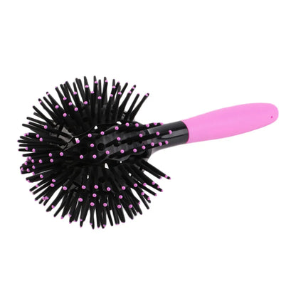 3D Round Hair Brushes Comb - Salon Styling Tools for 360 Degree Ball Styling - Magic Detangling Hairbrush, Heat Resistant