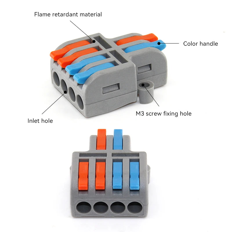 Mini Fast Wiring Cable Connectors - Universal Compact Splitter for Electrical Conductors, Push-in Home Terminal Block (10/30/50 PCS)