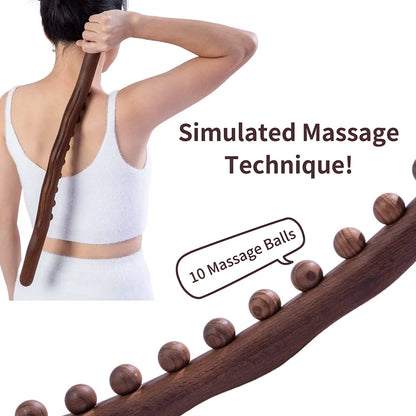 Wood Lymphatic Drainage Massager: Handheld Massage Stick for Neck, Back, and Stomach Pain Relief - Body Shaping Tool