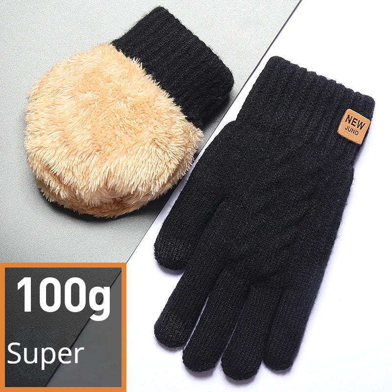 Fleece-Lined Touch Screen Gloves - Warm Black Cable Knit Fashion | Winter Accessories