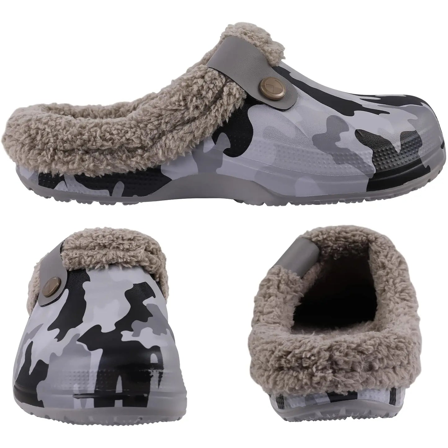 Shevalues Plush Fur Clogs Slippers - Soft Furry Winter Shoes for Men and Women | Waterproof Indoor Home and Garden Footwear