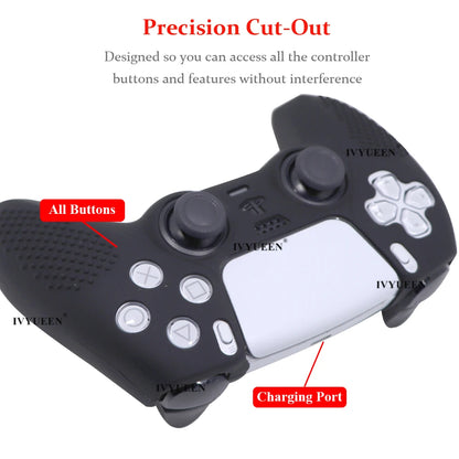 IVYUEEN Studded Silicone Protective Cover for PlayStation 5 DualSense Controller - Gamepad Case with Thumbstick Grips