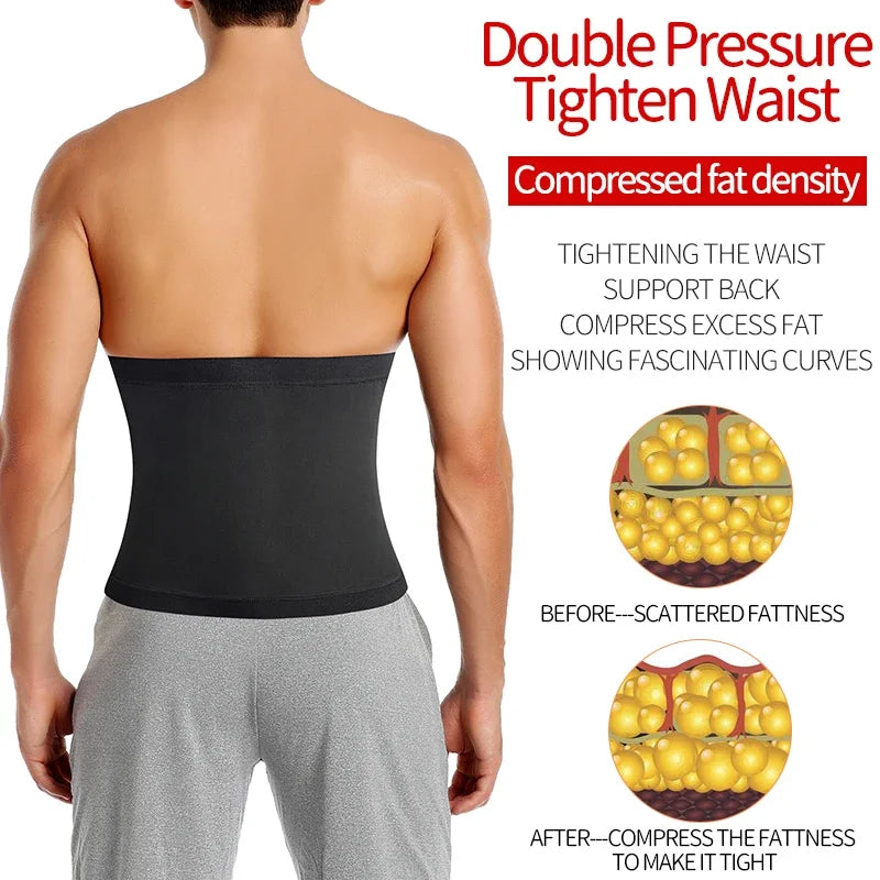 Men's Abdomen Reducer Sauna Body Shaper - Fitness Sweat Trimmer Belt, Waist Trainer Corset for Belly Slimming - Waist Shapewear