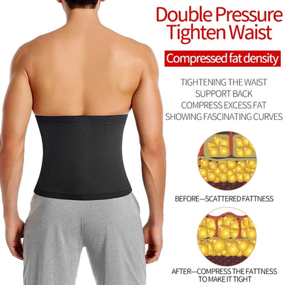 Men's Abdomen Reducer Sauna Body Shaper - Fitness Sweat Trimmer Belt, Waist Trainer Corset for Belly Slimming - Waist Shapewear