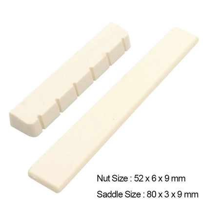 White Bone Bridge Guitar Accessories - 6 String Classical Guitar Saddle + Nut